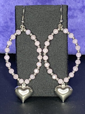 Newly designed elegant pink beaded drop earrings