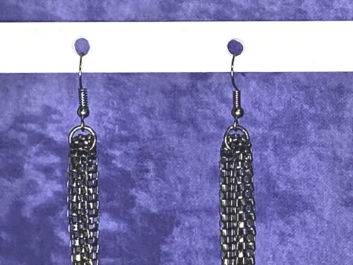 Upcycled gunmetal tone chain earrings