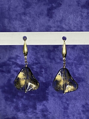 Upcycled triangular acrylic gold wash earrings