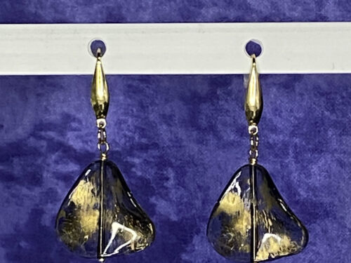 Upcycled triangular acrylic gold wash earrings