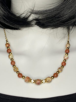 Newly Designed agate/goldstone healing necklace