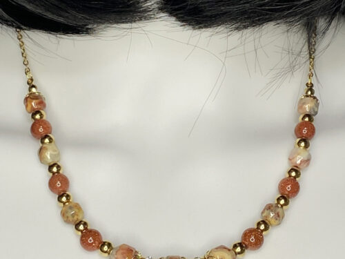Newly Designed agate/goldstone healing necklace
