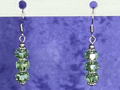 Newly Designed lt. green rondelle crystal earrings