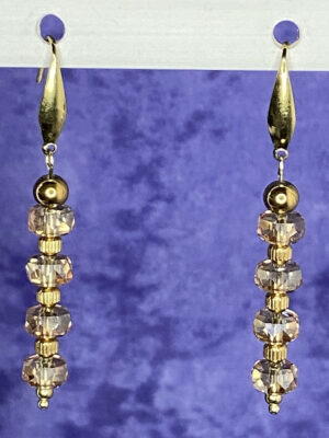 Newly Designed gold plated SS faceted glass earrings