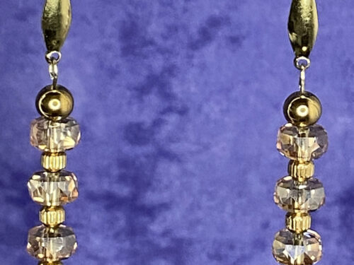 Newly Designed gold plated SS faceted glass earrings