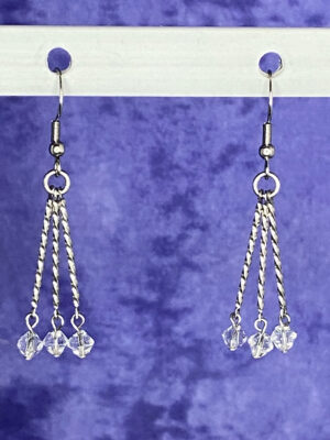 Newly Designed SS faceted glass drop earrings