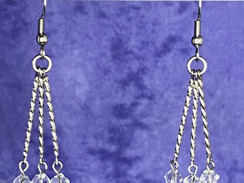 Newly Designed SS faceted glass drop earrings