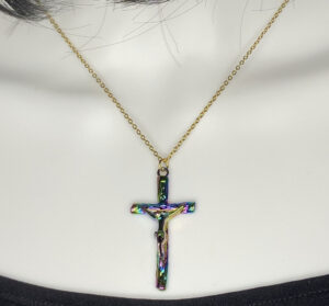 Newly Designed SS Rainbow plated cross with chain