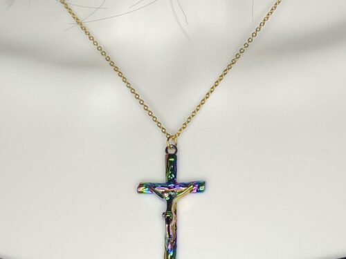 Newly Designed SS Rainbow plated cross with chain