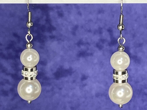 Newly Designed SS Earrings with glass pearls and rhinestones